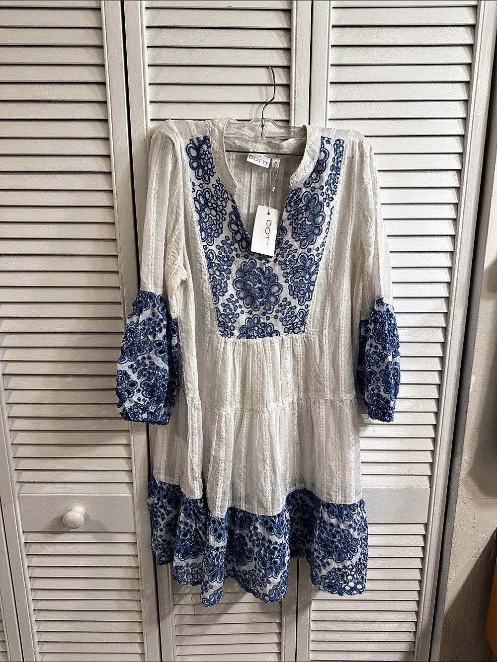 Dotti Blue Floral Trim Mini Dress